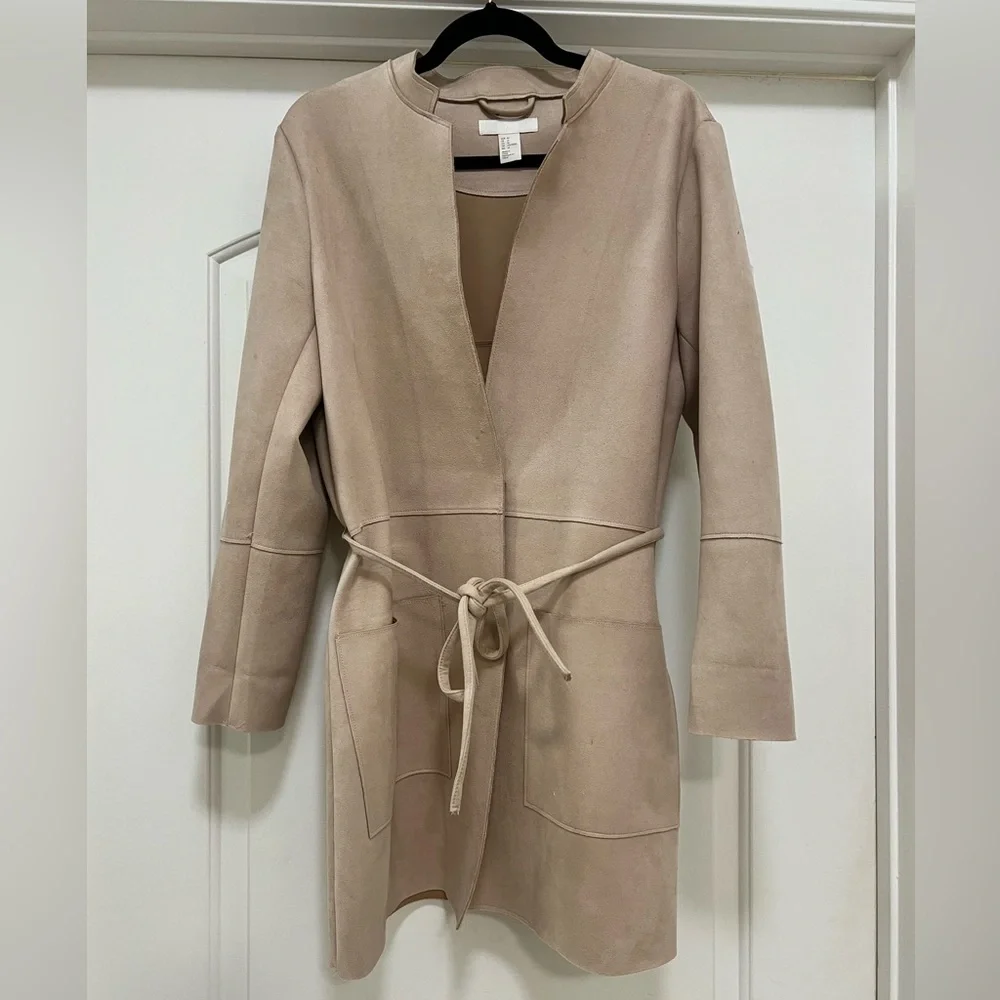 HM Faux Suede Wrap Style Belted Jacket - Picture 3 of 9